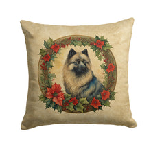 Load image into Gallery viewer, Keeshond Christmas Flowers Throw Pillow - 14x14 Decorative Pillow – Art for Your Home &amp; Patio