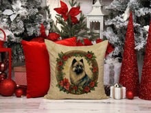 Load image into Gallery viewer, Keeshond Christmas Flowers Throw Pillow