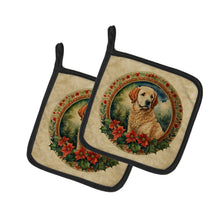 Load image into Gallery viewer, Kuvasz Christmas Flowers Pot Holders - Set of 2 Decorative Kitchen Helpers | Made in the USA