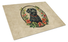 Load image into Gallery viewer, Labrador Retriever Christmas Flowers Glass Cutting Boards – Durable, Decorative Kitchen Art