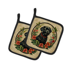 Load image into Gallery viewer, Labrador Retriever Christmas Flowers Pot Holders - Set of 2 Decorative Kitchen Helpers | Made in the USA