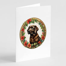 Load image into Gallery viewer, Labrador Retriever Christmas Flowers Greeting Cards - Blank Note Cards – 8-Pack of Artist-Designed Cards with Envelopes
