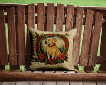 Load image into Gallery viewer, Labrador Retriever Christmas Flowers Throw Pillow - 14x14 Decorative Pillow – Art for Your Home &amp; Patio