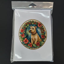 Load image into Gallery viewer, Lakeland Terrier Christmas Flowers Greeting Cards - Blank Note Cards – 8-Pack of Artist-Designed Cards with Envelopes