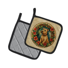 Load image into Gallery viewer, Lakeland Terrier Christmas Flowers Pot Holders - Set of 2 Decorative Kitchen Helpers | Made in the USA