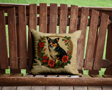 Load image into Gallery viewer, Lancashire Heeler Christmas Flowers Throw Pillow - 14x14 Decorative Pillow – Art for Your Home &amp; Patio