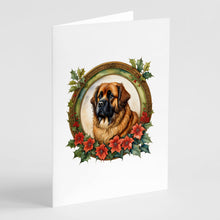 Load image into Gallery viewer, Leonberger Christmas Flowers Greeting Cards - Blank Note Cards – 8-Pack of Artist-Designed Cards with Envelopes
