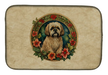 Load image into Gallery viewer, Lhasa Apso Christmas Flowers Dish Drying Mat