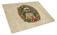 Load image into Gallery viewer, Lhasa Apso Christmas Flowers Glass Cutting Boards – Durable, Decorative Kitchen Art