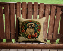 Load image into Gallery viewer, Lhasa Apso Christmas Flowers Throw Pillow - 14x14 Decorative Pillow – Art for Your Home &amp; Patio