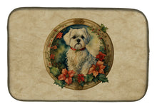 Load image into Gallery viewer, Maltese Christmas Flowers Dish Drying Mat