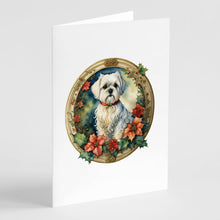 Load image into Gallery viewer, Maltese Christmas Flowers Greeting Cards - Blank Note Cards – 8-Pack of Artist-Designed Cards with Envelopes