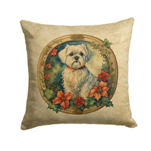 Load image into Gallery viewer, Maltese Christmas Flowers Throw Pillow