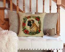 Load image into Gallery viewer, Mastiff Christmas Flowers Throw Pillow - 14x14 Decorative Pillow – Art for Your Home &amp; Patio