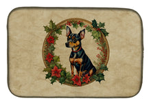 Load image into Gallery viewer, Miniature Pinscher Christmas Flowers Dish Drying Mat