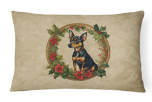 Load image into Gallery viewer, Miniature Pinscher Christmas Flowers Throw Pillow