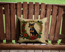 Load image into Gallery viewer, Miniature Pinscher Christmas Flowers Throw Pillow - 14x14 Decorative Pillow – Art for Your Home &amp; Patio