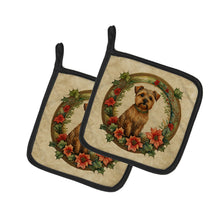 Load image into Gallery viewer, Norfolk Terrier Christmas Flowers Pot Holders - Set of 2 Decorative Kitchen Helpers | Made in the USA