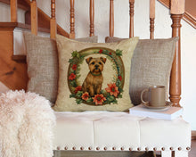 Load image into Gallery viewer, Norfolk Terrier Christmas Flowers Throw Pillow - 14x14 Decorative Pillow – Art for Your Home &amp; Patio
