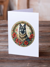 Load image into Gallery viewer, Norwegian Elkhound Christmas Flowers Greeting Cards - Blank Note Cards – 8-Pack of Artist-Designed Cards with Envelopes