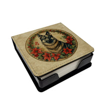Load image into Gallery viewer, Norwegian Elkhound Christmas Flowers PU Leather Note Paper Holder
