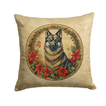 Load image into Gallery viewer, Norwegian Elkhound Christmas Flowers Throw Pillow - 14x14 Decorative Pillow – Art for Your Home &amp; Patio