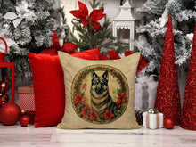 Load image into Gallery viewer, Norwegian Elkhound Christmas Flowers Throw Pillow