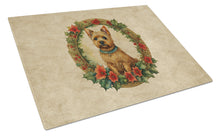 Load image into Gallery viewer, Norwich Terrier Christmas Flowers Glass Cutting Boards – Durable, Decorative Kitchen Art