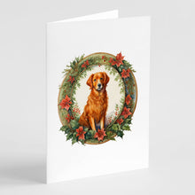 Load image into Gallery viewer, Nova Scotia Duck Tolling Retriever Christmas Flowers Greeting Cards - Blank Note Cards – 8-Pack of Artist-Designed Cards with Envelopes