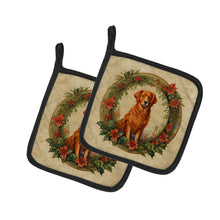 Load image into Gallery viewer, Nova Scotia Duck Tolling Retriever Christmas Flowers Pot Holders - Set of 2 Decorative Kitchen Helpers | Made in the USA