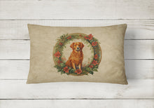 Load image into Gallery viewer, Nova Scotia Duck Tolling Retriever Christmas Flowers Throw Pillow