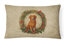 Load image into Gallery viewer, Nova Scotia Duck Tolling Retriever Christmas Flowers Throw Pillow