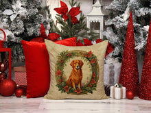 Load image into Gallery viewer, Nova Scotia Duck Tolling Retriever Christmas Flowers Throw Pillow