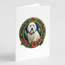 Load image into Gallery viewer, Old English Sheepdog Christmas Flowers Greeting Cards - Blank Note Cards – 8-Pack of Artist-Designed Cards with Envelopes