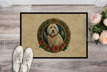 Load image into Gallery viewer, Old English Sheepdog Christmas Flowers Doormat