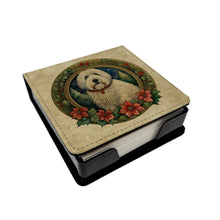 Load image into Gallery viewer, Old English Sheepdog Christmas Flowers PU Leather Note Paper Holder