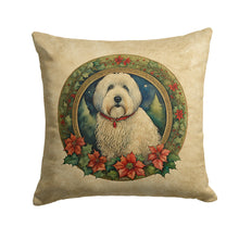 Load image into Gallery viewer, Old English Sheepdog Christmas Flowers Throw Pillow - 14x14 Decorative Pillow – Art for Your Home &amp; Patio