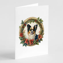 Load image into Gallery viewer, Papillon Christmas Flowers Greeting Cards - Blank Note Cards – 8-Pack of Artist-Designed Cards with Envelopes