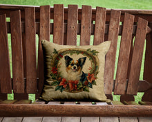 Load image into Gallery viewer, Papillon Christmas Flowers Throw Pillow - 14x14 Decorative Pillow – Art for Your Home &amp; Patio