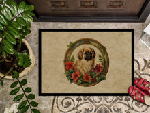 Load image into Gallery viewer, Pekingese Christmas Flowers Doormat