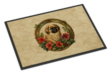 Load image into Gallery viewer, Pekingese Christmas Flowers Doormat