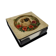 Load image into Gallery viewer, Pekingese Christmas Flowers PU Leather Note Paper Holder