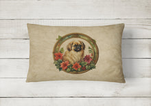 Load image into Gallery viewer, Pekingese Christmas Flowers Throw Pillow
