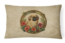 Load image into Gallery viewer, Pekingese Christmas Flowers Throw Pillow