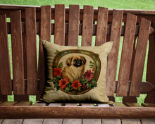 Load image into Gallery viewer, Pekingese Christmas Flowers Throw Pillow - 14x14 Decorative Pillow – Art for Your Home &amp; Patio