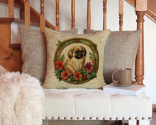 Load image into Gallery viewer, Pekingese Christmas Flowers Throw Pillow - 14x14 Decorative Pillow – Art for Your Home &amp; Patio