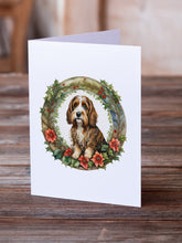 Load image into Gallery viewer, Petit Basset Griffon Vendeen Christmas Flowers Greeting Cards - Blank Note Cards – 8-Pack of Artist-Designed Cards with Envelopes