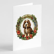Load image into Gallery viewer, Petit Basset Griffon Vendeen Christmas Flowers Greeting Cards - Blank Note Cards – 8-Pack of Artist-Designed Cards with Envelopes