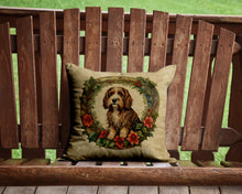Load image into Gallery viewer, Petit Basset Griffon Vendeen Christmas Flowers Throw Pillow - 14x14 Decorative Pillow – Art for Your Home &amp; Patio