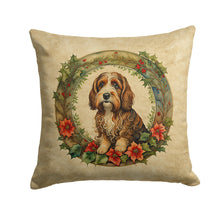 Load image into Gallery viewer, Petit Basset Griffon Vendeen Christmas Flowers Throw Pillow - 14x14 Decorative Pillow – Art for Your Home &amp; Patio